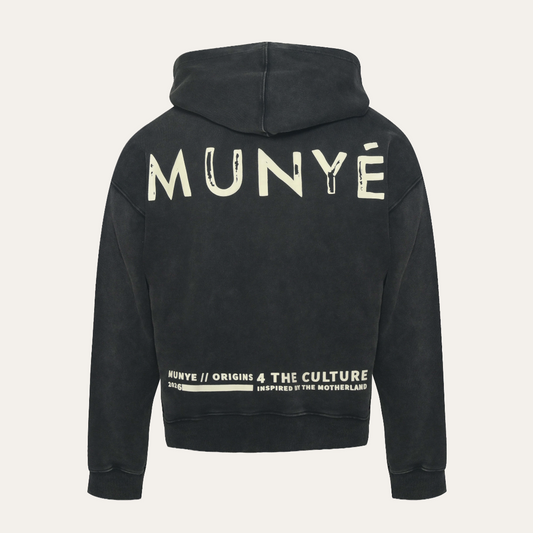 MUNYÉ NC Zip Up Hoodie - Washed Black