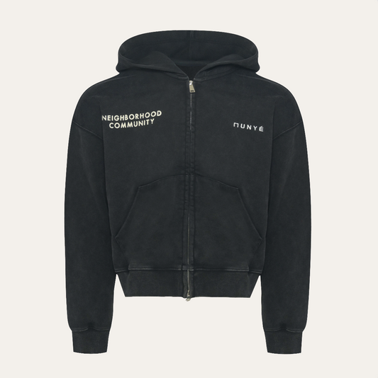 MUNYÉ NC Zip Up Hoodie - Washed Black